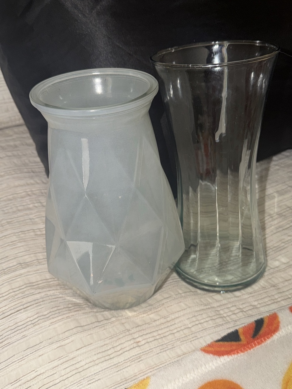 Unbranded Geometric and Tall Vase set - frosted white and clear